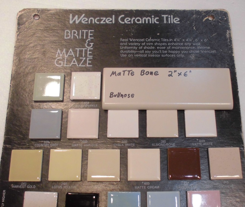 1 pc. Matte Bone - Almond: Ceramic Bullnose Tile 2” X 6” Flat-Surface Type, NEW