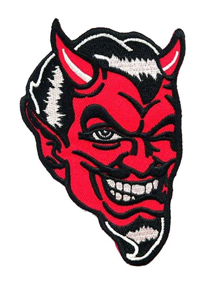 RED DEVIL EMBROIDERED PATCH SATANIC EVIL LUCIFER SATAN IRON-ON SKULL EVIL 666