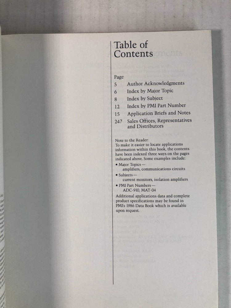 PMI Data Book 1986 Linear and Conversions Applications Handbook