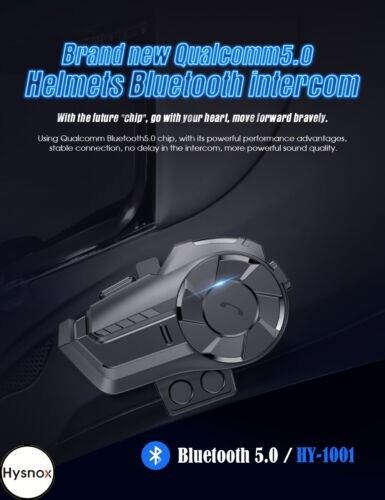 Hysnox HY-1001-05 Single-Pack Bluetooth Helmet Intercom (2-Riders)