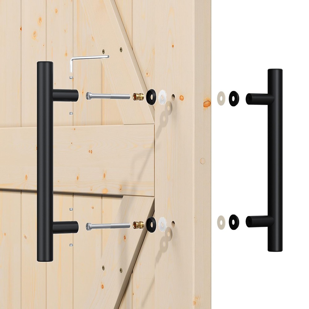SMARTSTANDARD 12" Push/Pull Sliding Barn Door Handle Set, Double-Sided