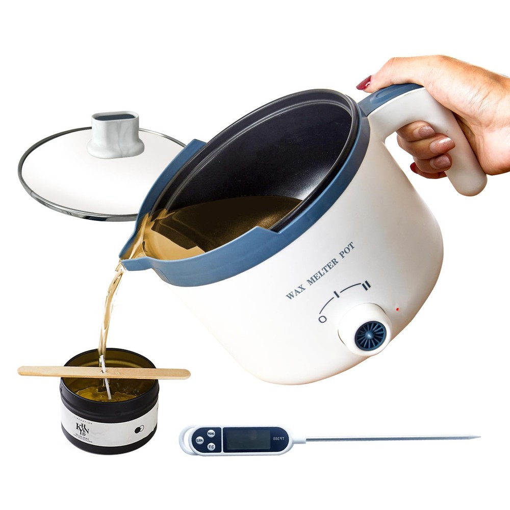 KQU Wax Melting Pot with Thermometer, Kit 2pcs, white