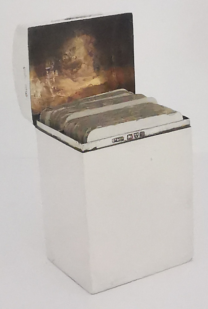 Fine Antique Solid Silver Playing Cards Box - Chester 1908