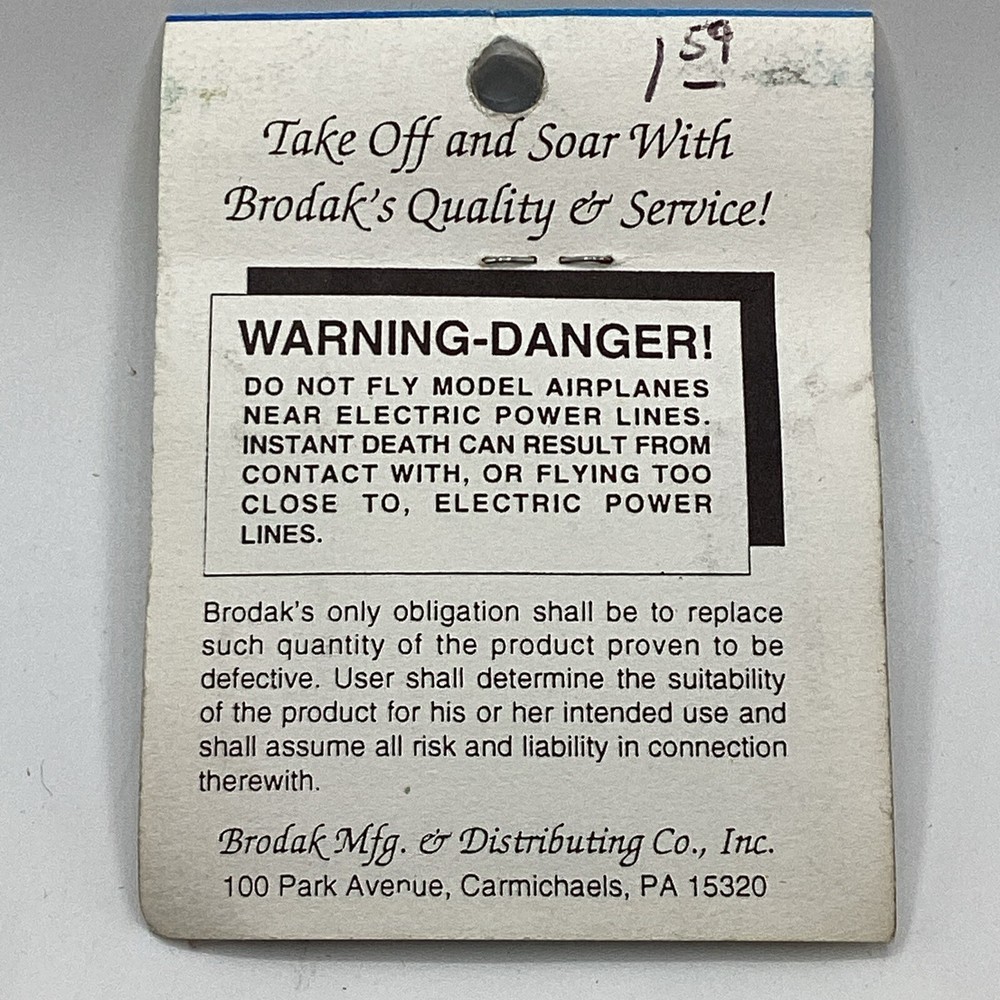 NOS Brodak Model RC Airplane BH-849 3” Offset Profile Engine Mounting Plate