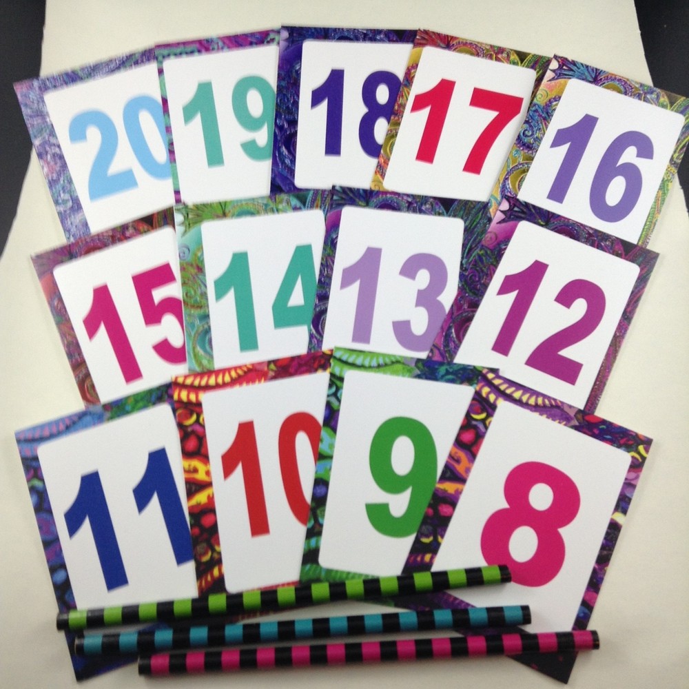 Rainbow Number Cards 1-20 40 Set Number Recognition Activities Games Learning