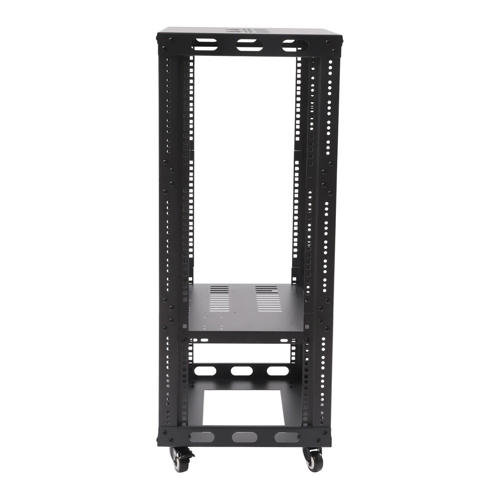 18U 4 Post Open Frame 18.5" Network Server Rack on Caters Adjustable Partition