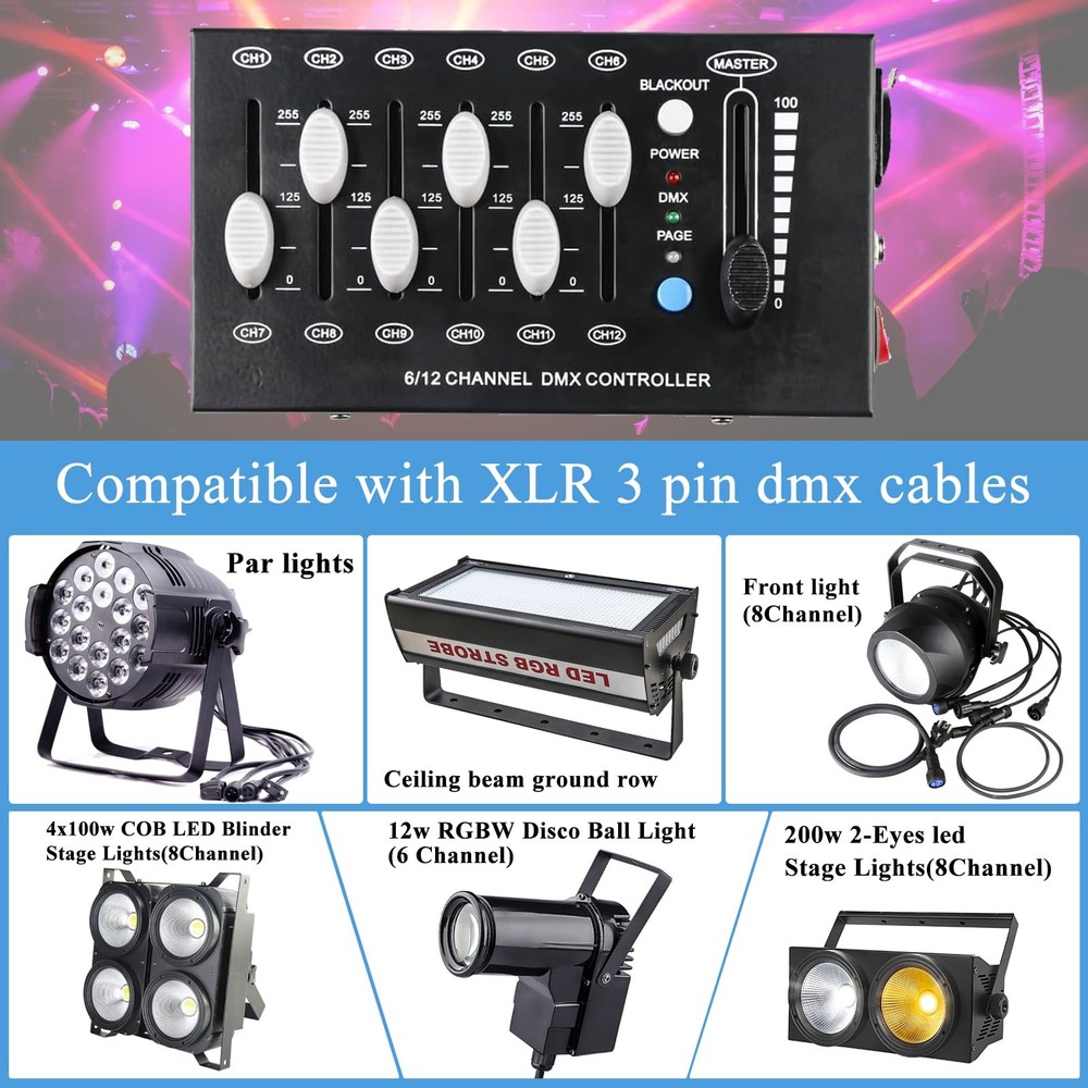 12 Channel DMX dimming Controller, mini dj Lighting Controller,DMX512 Signal ...