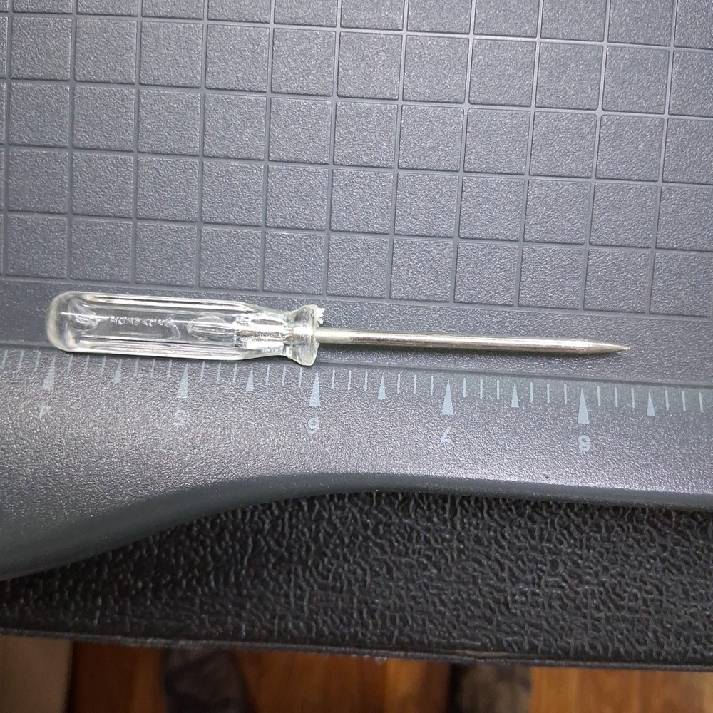 Vintage 4.5" Clear Plastic Handle Pointed Tip Scratch Awl