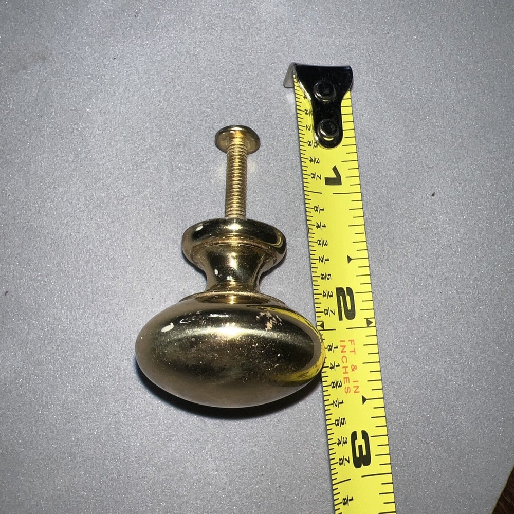 Vintage Drawer Cabinet Pulls Heavy Solid Brass Gold Tone Knobs Mushroom
