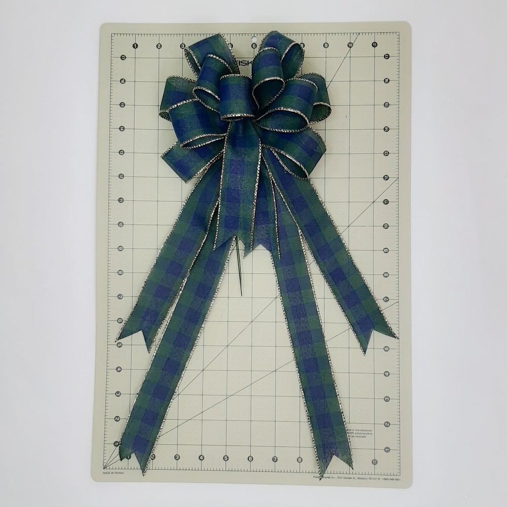 Blue/Green Plaid Christmas Bow