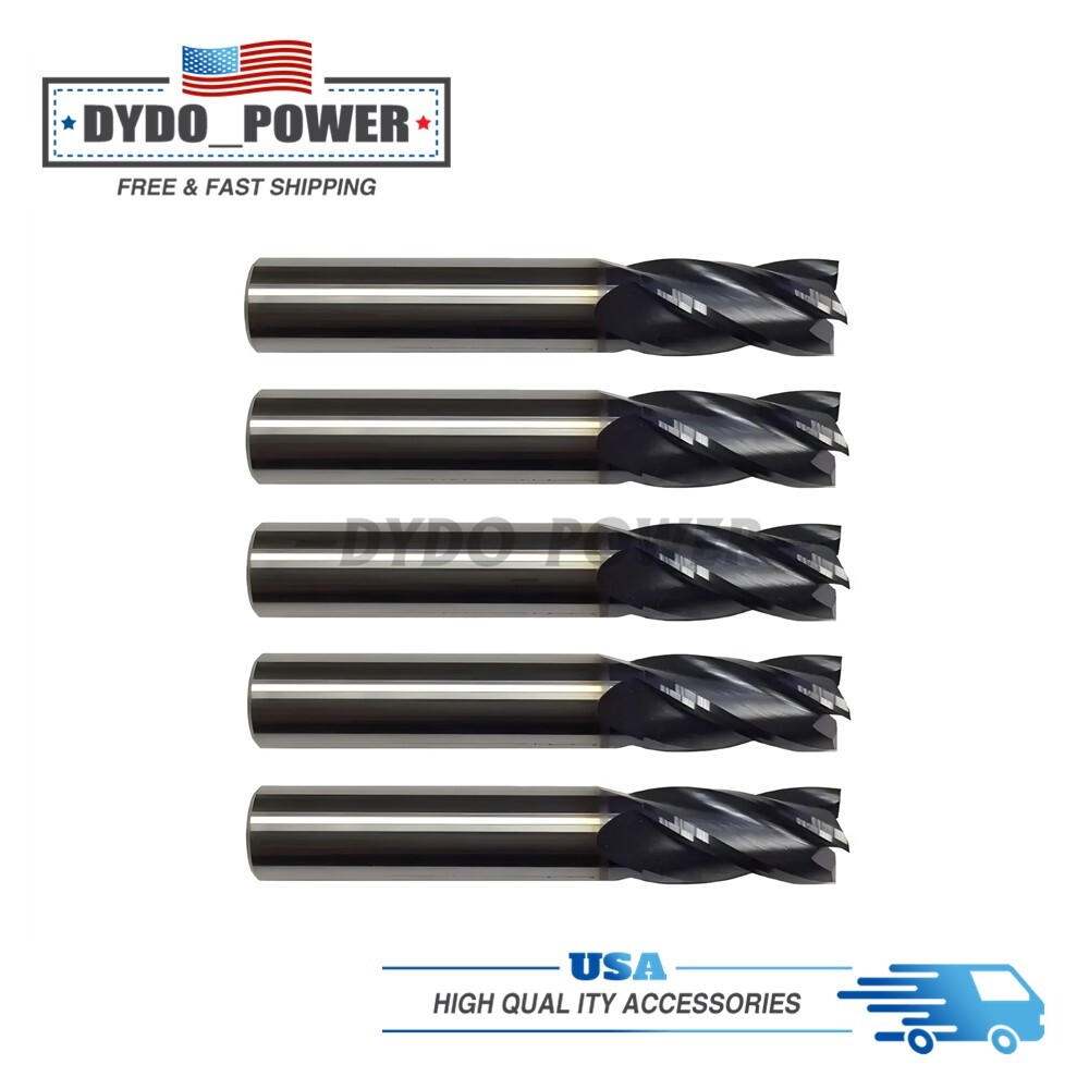 5 PCS 1/4" 4 FLUTE CARBIDE END MILL