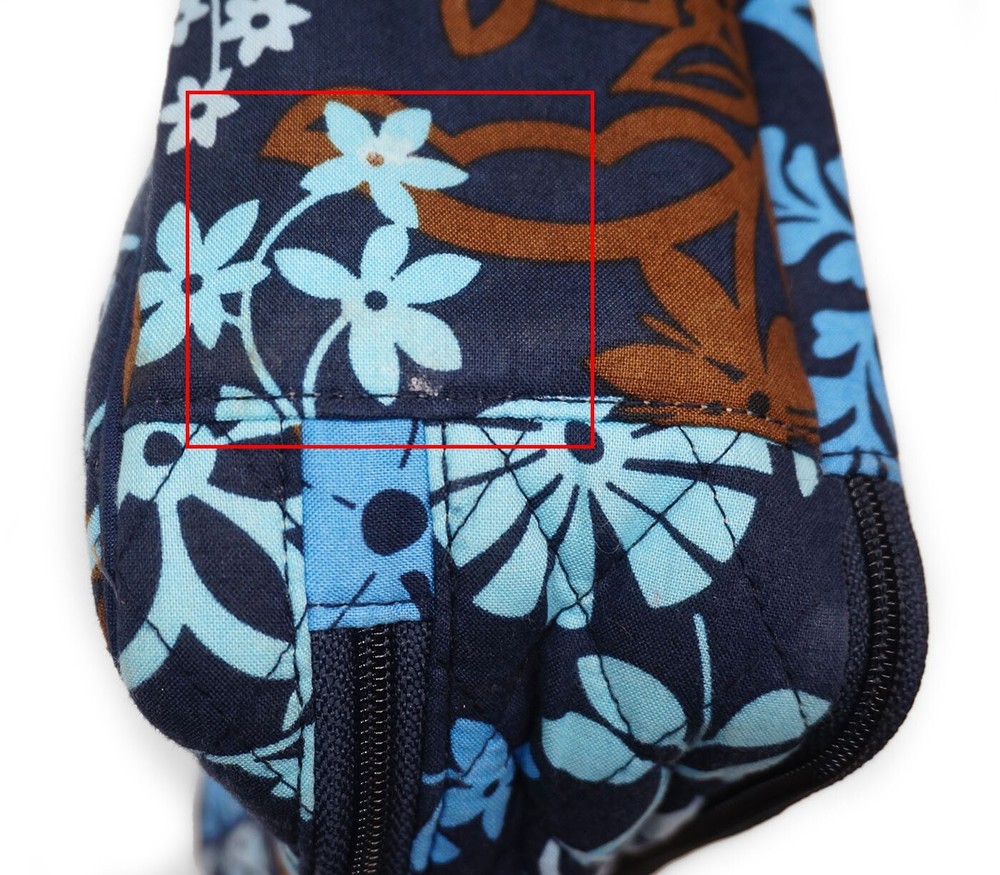 ❤️ vera bradley Java Floral Ultimate Cosmetic Brush Up Train Case Blue
