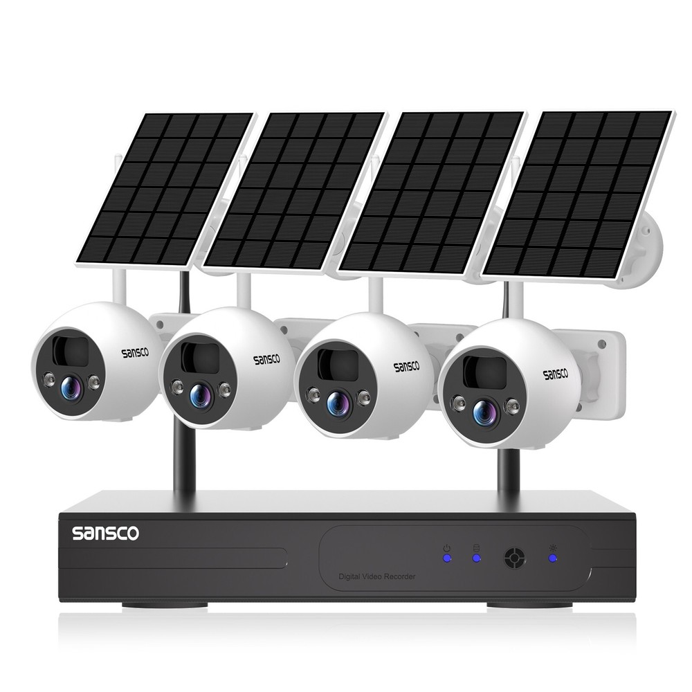 Wireless Solar Powered Security Camera System WIFI Outdoor 4MP Cameras 8CH NVR
