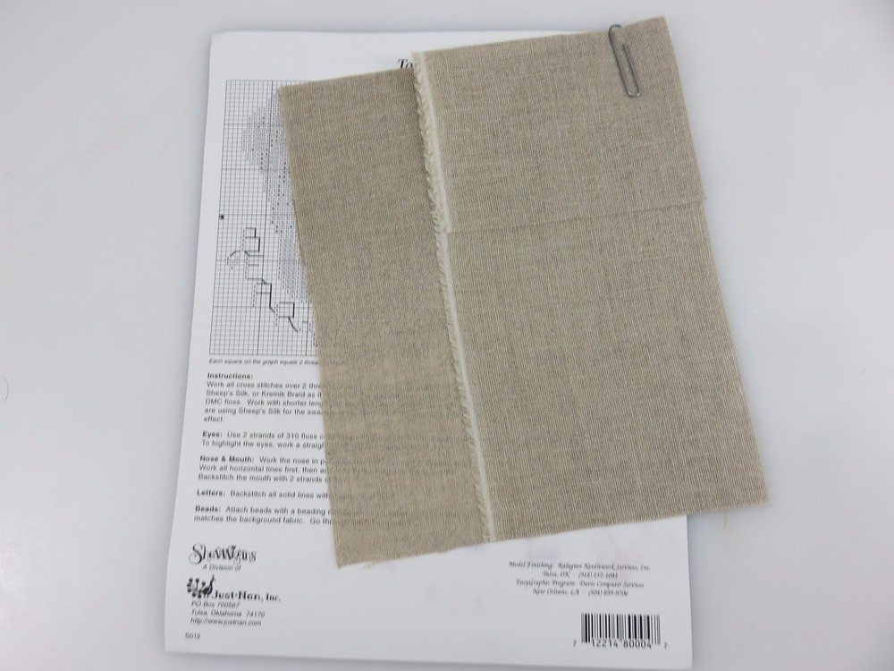 Shenanigans TOBY TEDDY Cross Stitch Pattern Chart w/Fabric