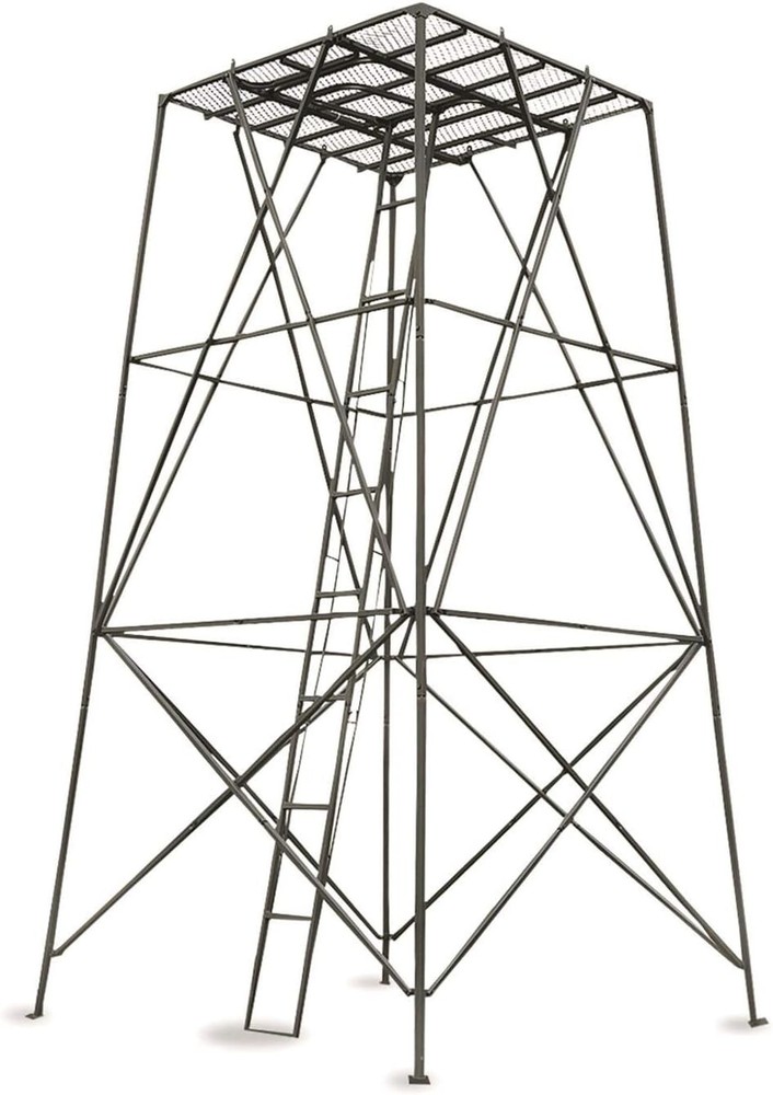 10 Ft Elevated Hunting Tower Sturdy Platform Tall Tree Stand Blind Large Ladder
