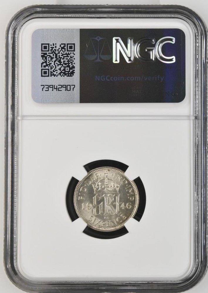 Great Britain 6 Pence 1946 NGC MS 64