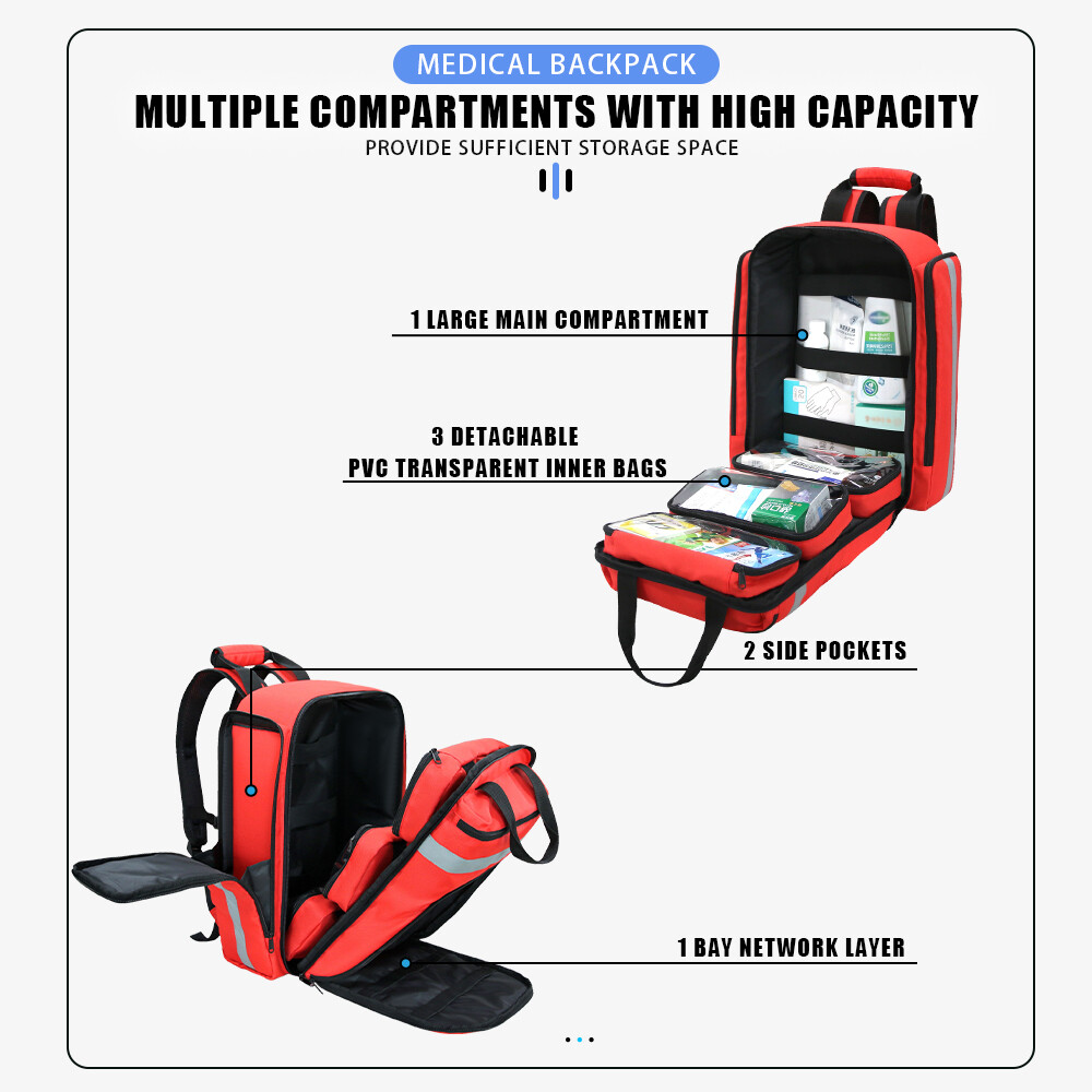 First Aid Backpack Emergency Medicine Bag Empty First Responder Survival Trauma