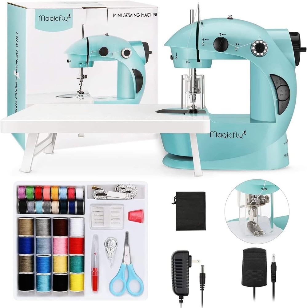 Mini Sewing Machine with Extension Table, Dual Speed Portable Sewing Machine ...