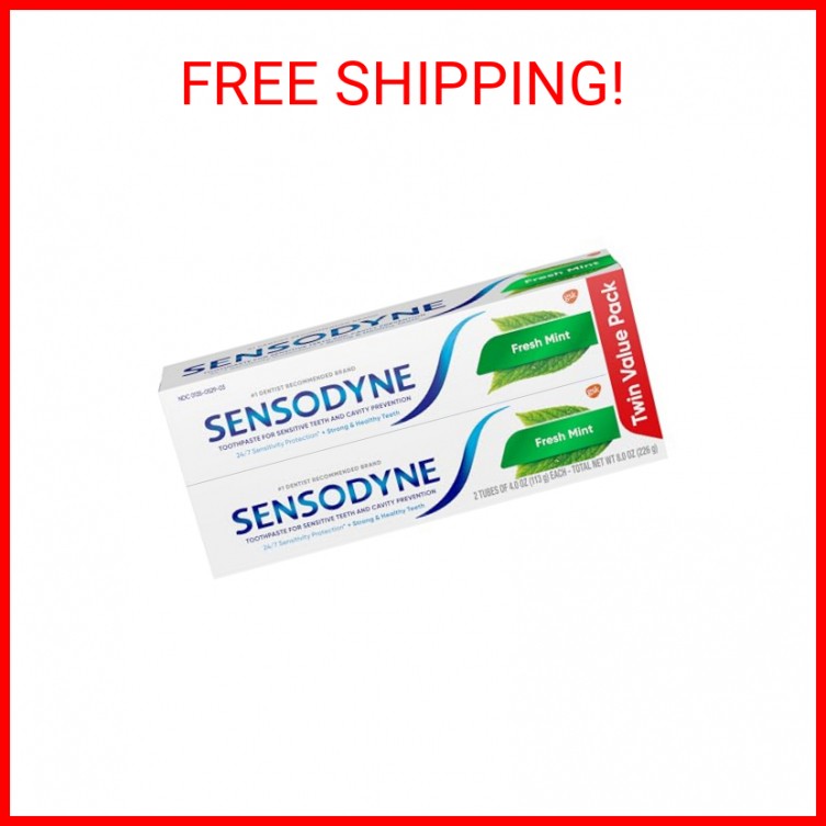 Sensodyne Fresh Mint Sensitive Toothpaste, ADA Accepted, 4 Ounces (Pack of 2)