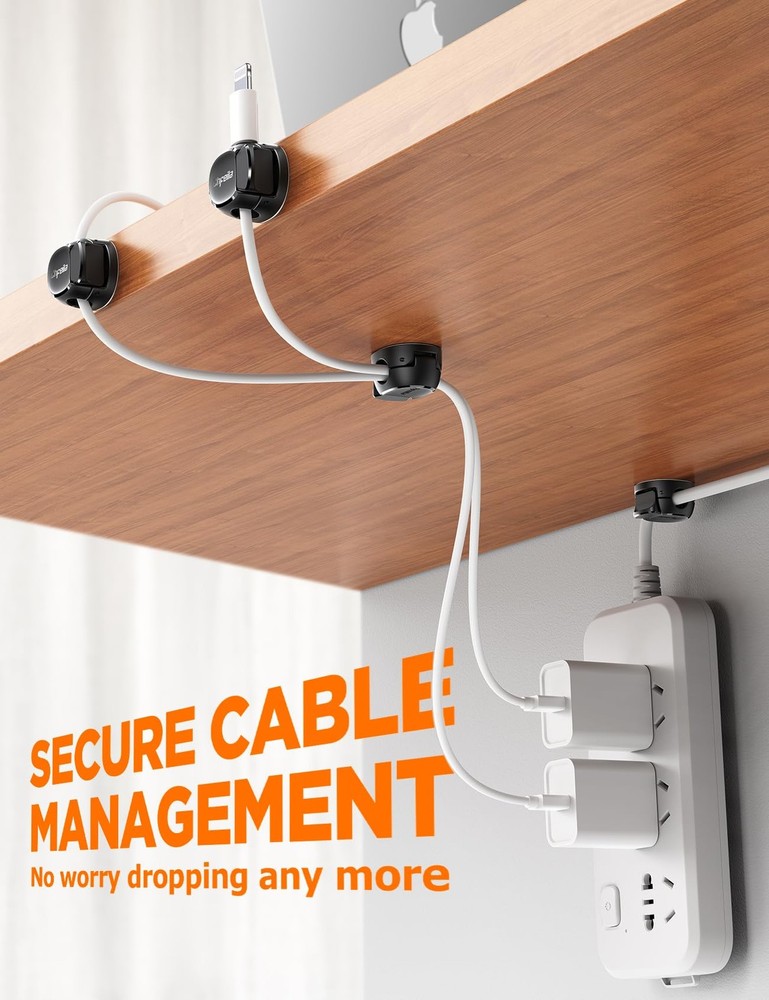 8Pack Cord Organizer Dual Spring Clasp, Max Secure Cable Clips - Chfeila Cab...