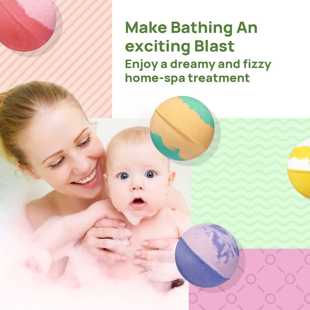 Bath Bombs - 25 Extra Large Pcs + 3 Bubble Bars & Dried Flowers - Bubble Bath...