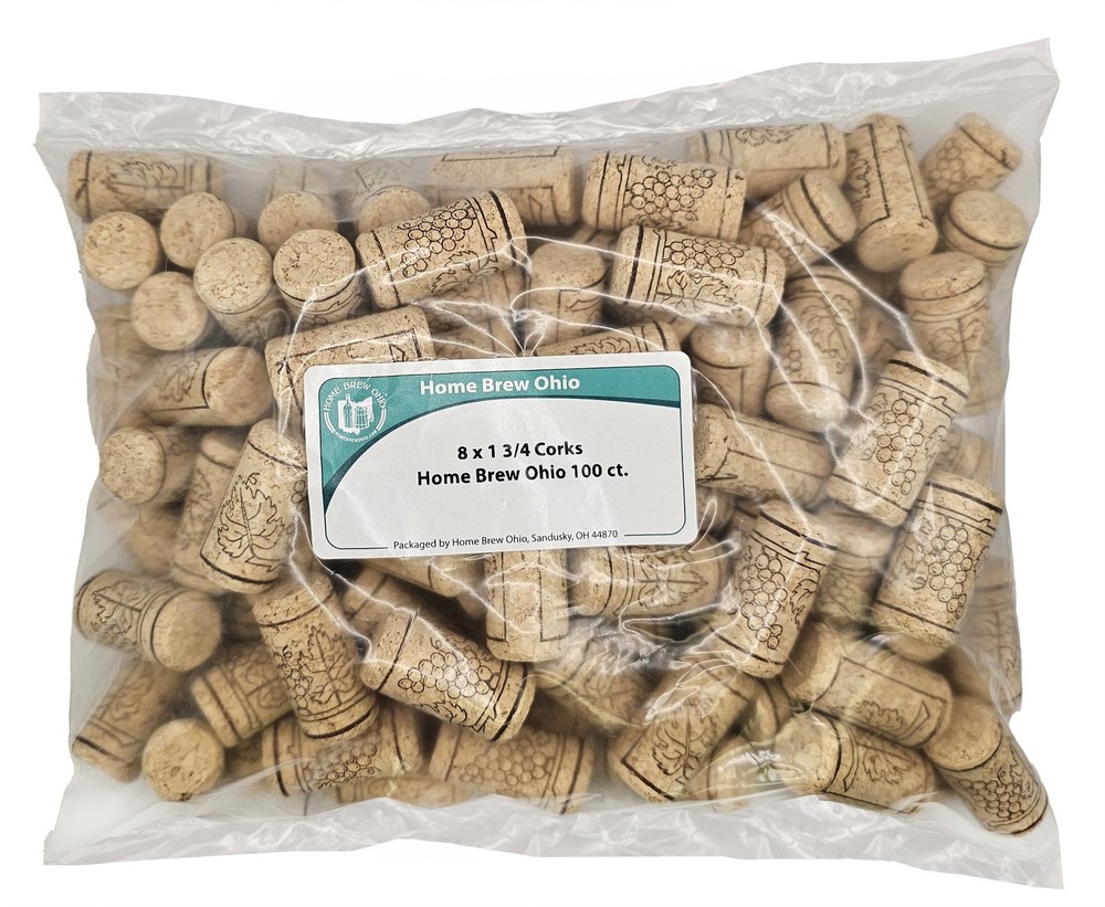 #8 x 1-3/4 First Quality Straight Wine Corks 100/Bag