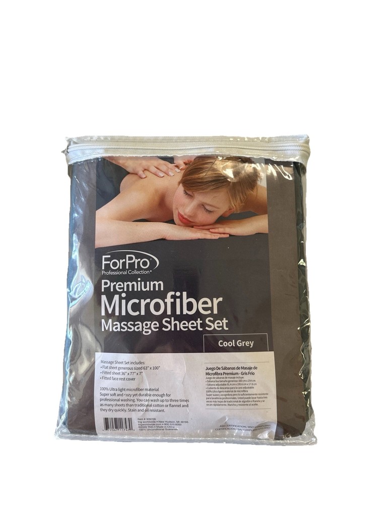 ForPro Professional Collection Premium Microfiber Grey 3-Piece Massage Sheet Set