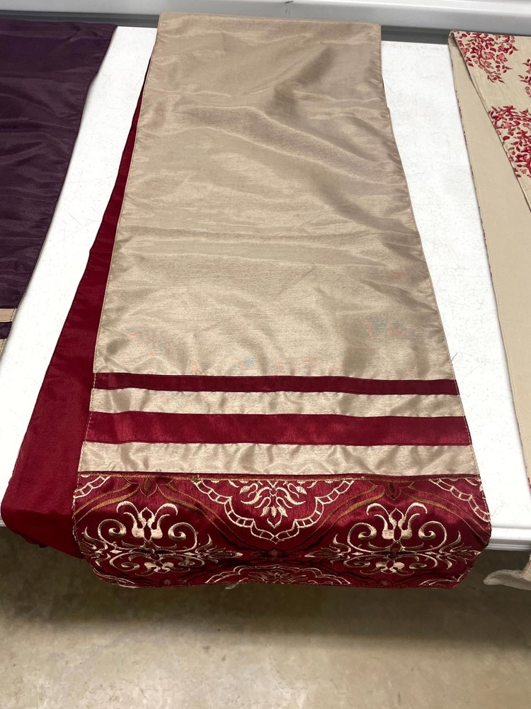 Lot of 3 Table Runners Set Multicolor Damask Pattern for Kitchen & Dining Table