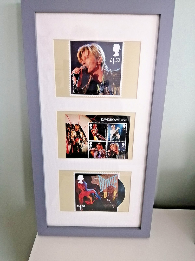 David bowie triple royal mail postcards framed