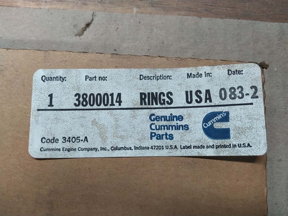 Cummins 3800014 Single Cylinder Piston Ring Set OEM