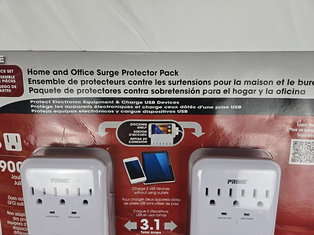 2 PIECE SET PRIME Home And Office Surge Protector Pack