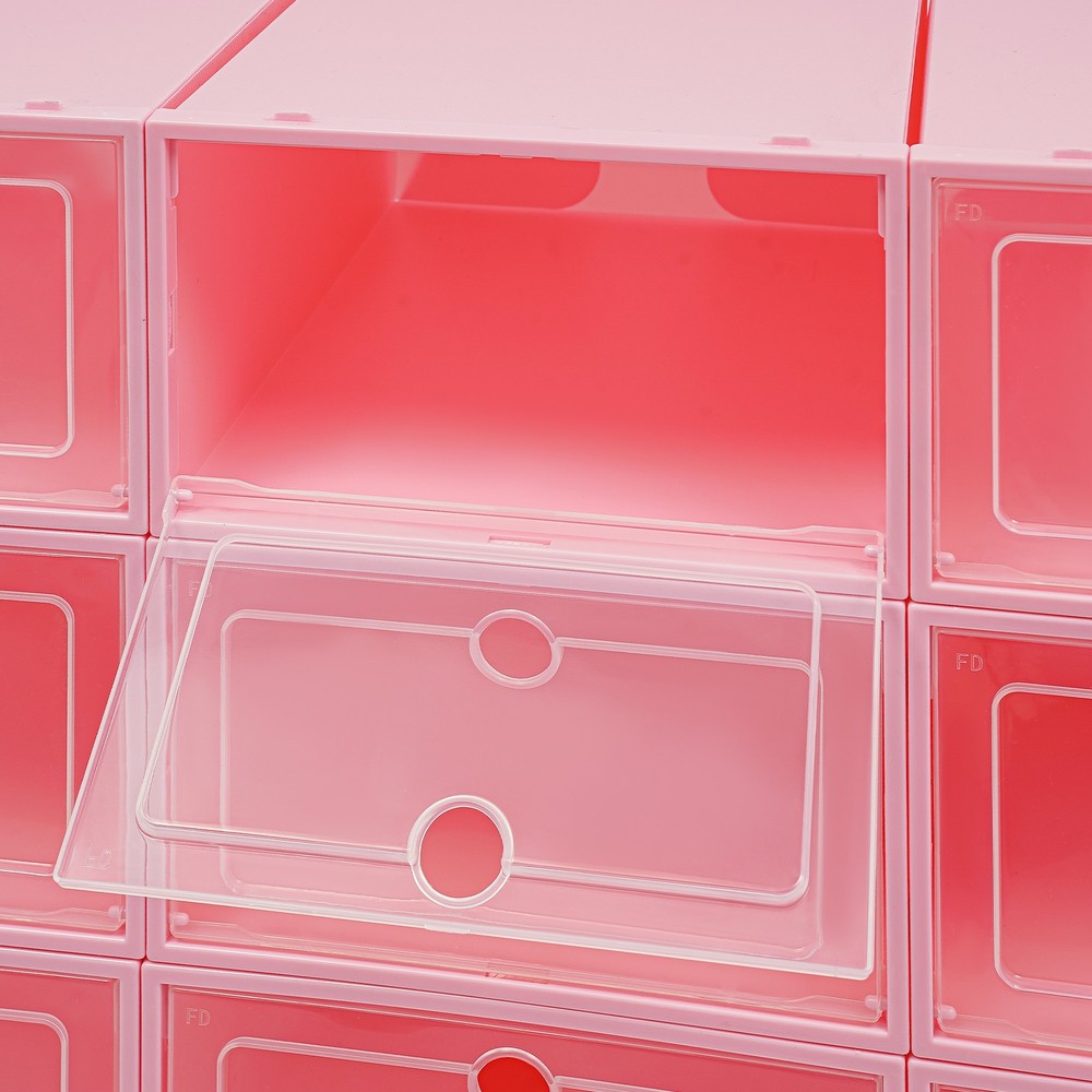 24 Pack Shoe Storage Boxes With Clear Flip Lid, Stackable Shoe Storage Organizer