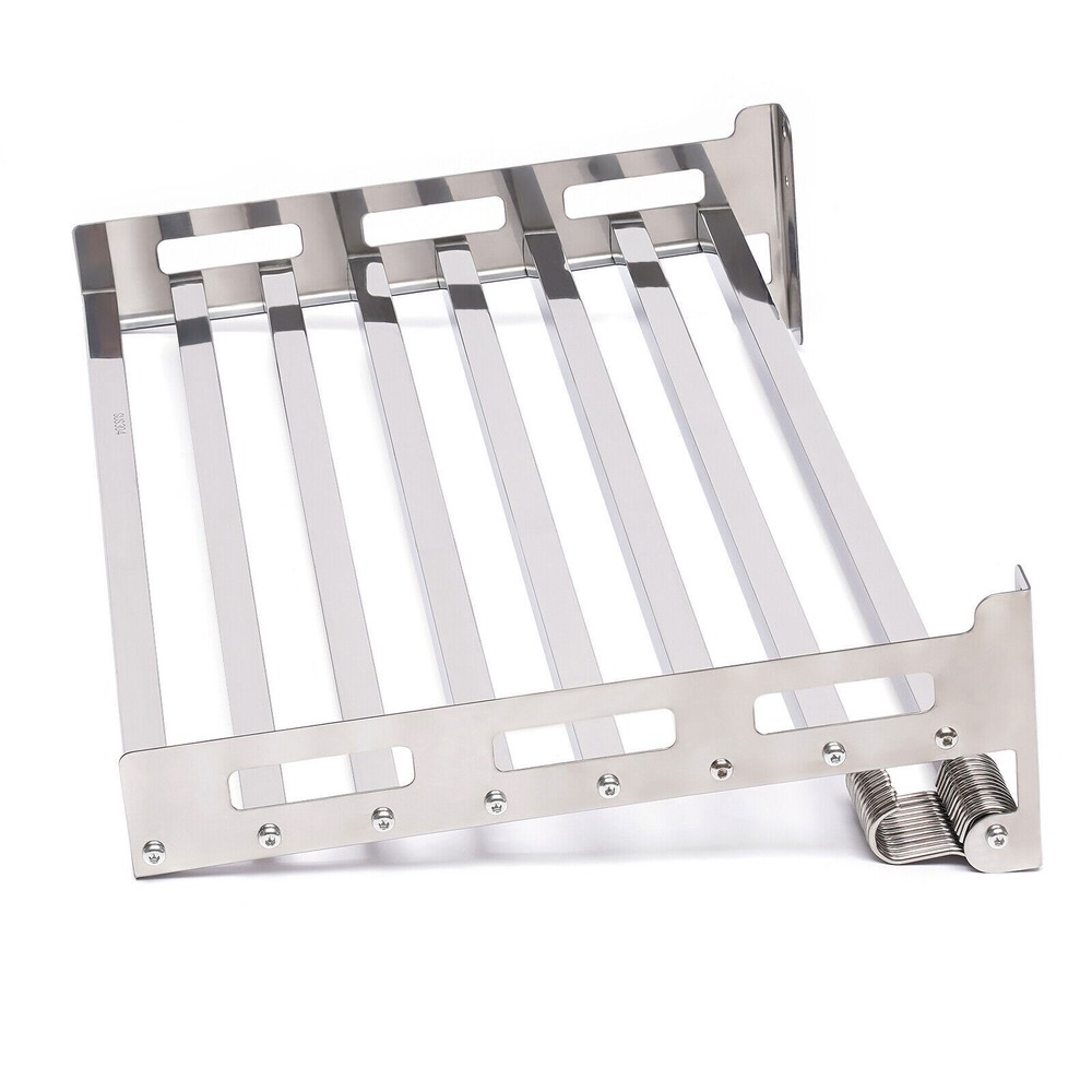 Wall Mount Microwave Oven Shelf Kitchen Item Storage Bracket W/12Hooks Stainless