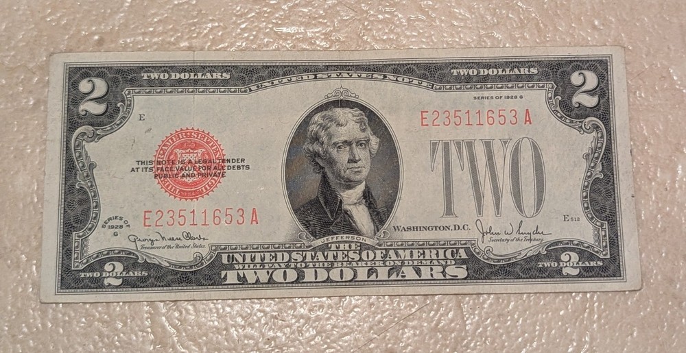 1928G Two Dollar Red Seal Note Nice Shape!!!!!653