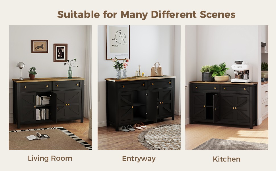 55.1in Sideboard Buffet Cabinet Kitchen Storage Sideboard With Drawers CCII