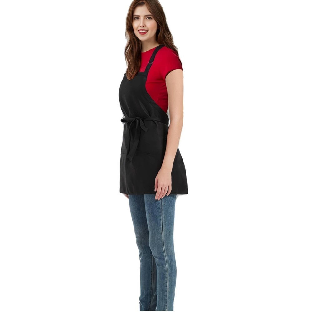 Chef Short Apron With 3 Pockets, Extra Long Straps, Adjustable Halter, BBQ & ...