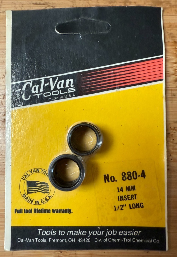 Cal Van Tools 880-4 14mm Insert 1/2" Long 2 Count Per Package