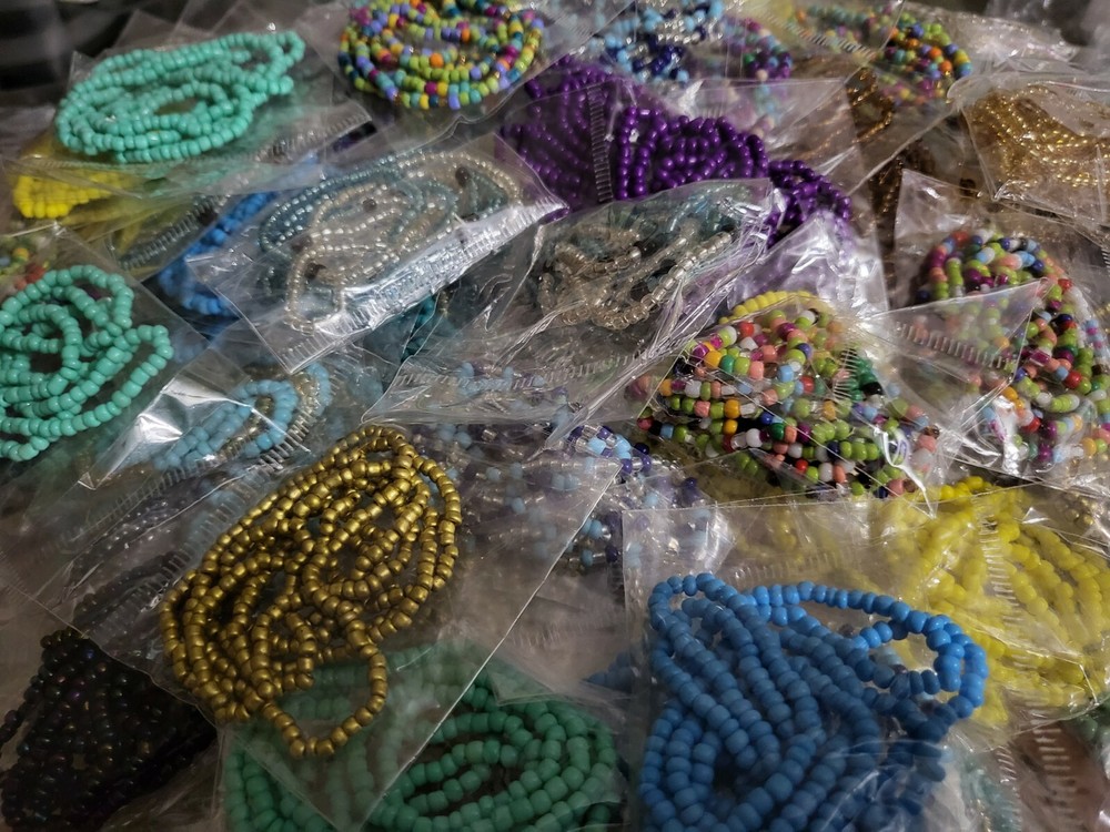 Multi-colored stretchy elastic waist beads, one size, 8pcs