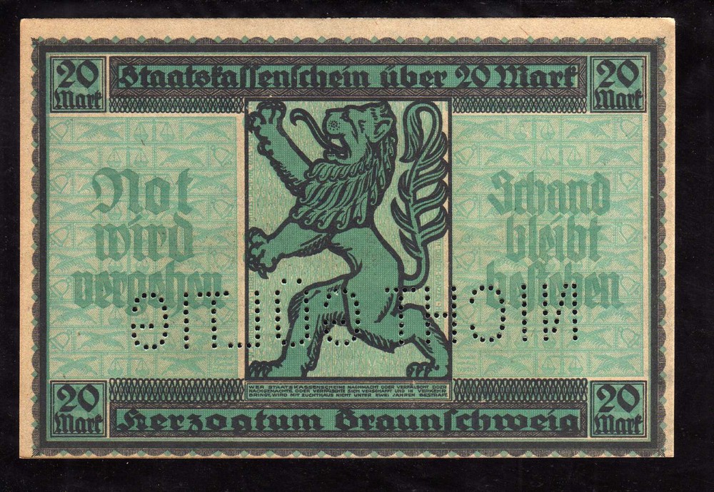 BRAUNSCHWEIG  -  GERMANY NOTGELD   -  20 MARK