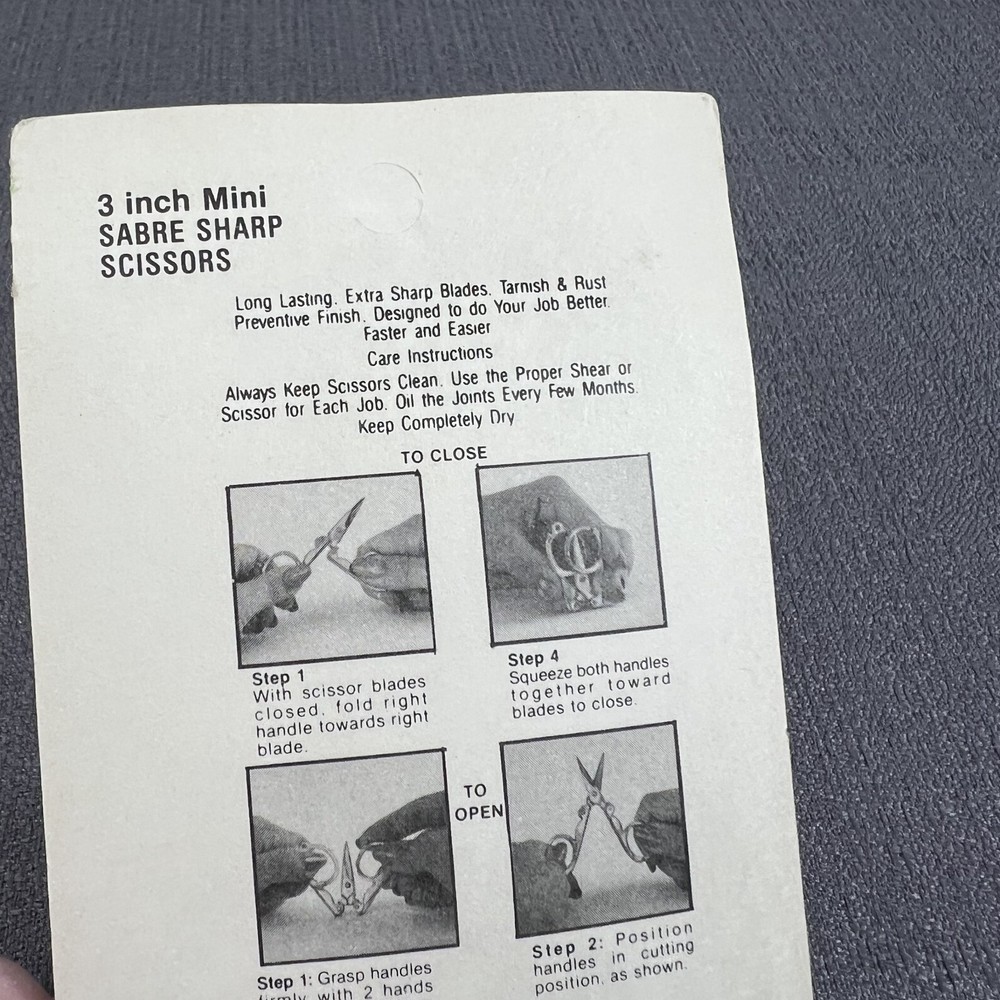 Vintage Penn Mini Sharp Scissors 3” Silver Foldable New In Package Style 569