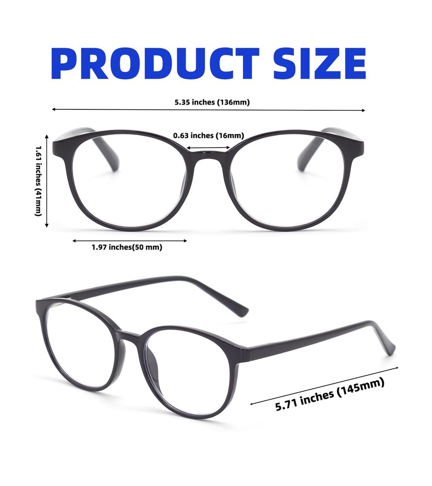 FoxMook 2-Pack Blue Light Blocking Glasses Standard, C2, Black Transparent