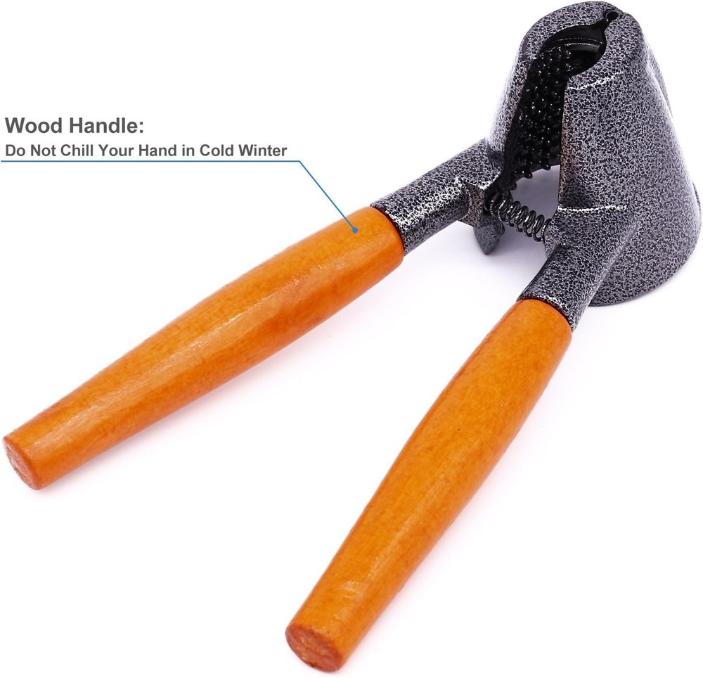 Ergonomic Heavy Duty Nutcracker with Wood Handle - For Effortless Nut Cracking