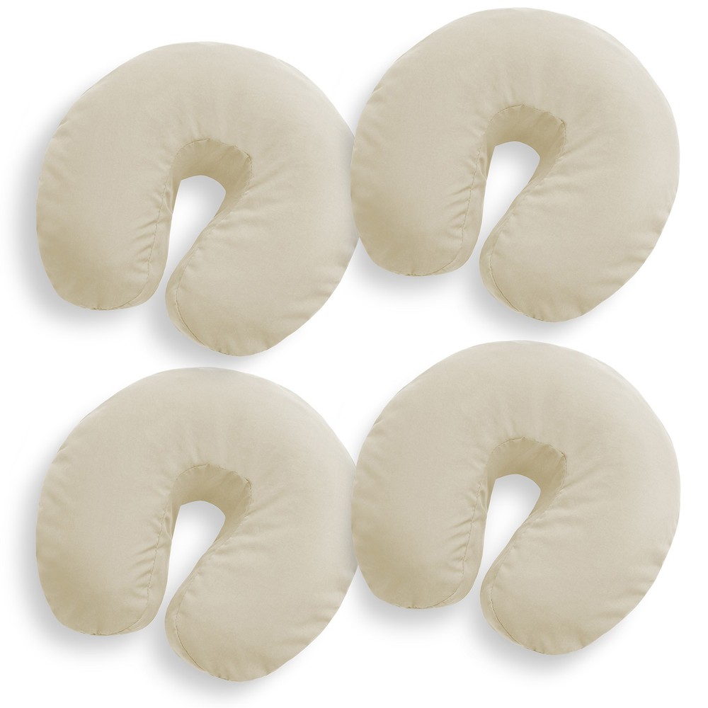 4 Pk Fitted Microfiber Face Cradle Head Rest Covers for Massage Table - Natural