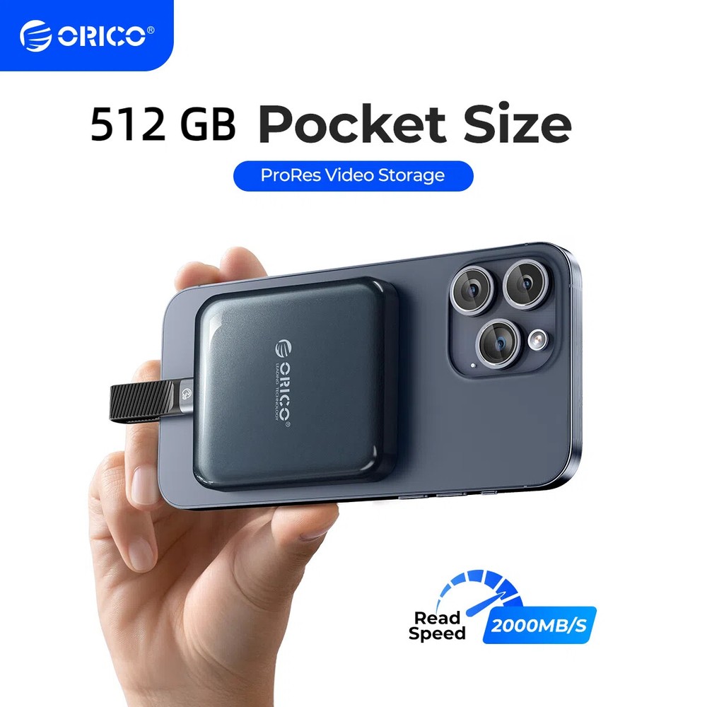 ORICO 512GB Magnetic External SSD 2000MB/s Portable Solid State Drive 4K ProRes