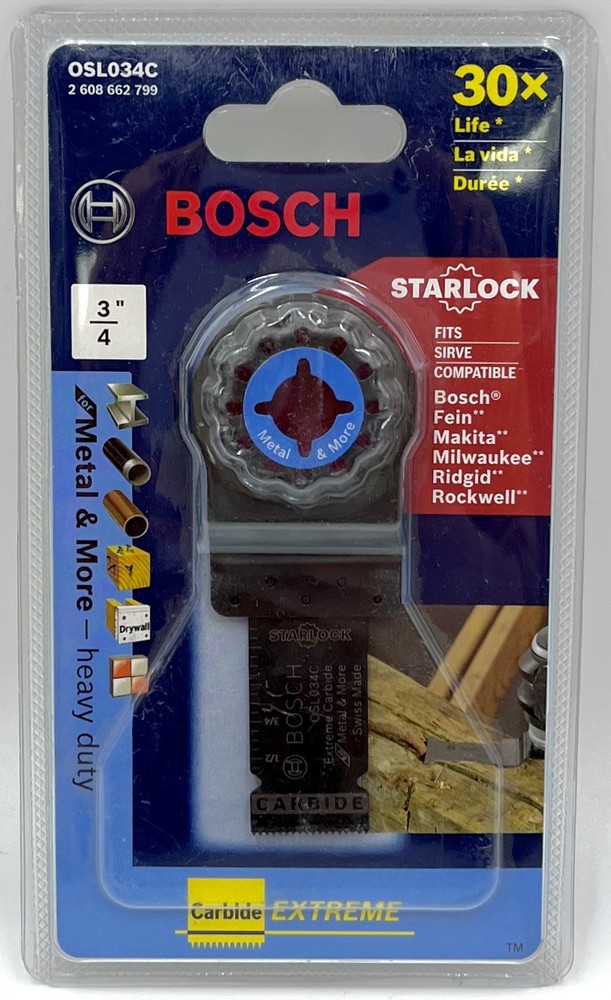Bosch OSL034C Starlock Oscillating Multi Tool Carbide Plunge Cut Blade, 3/4"