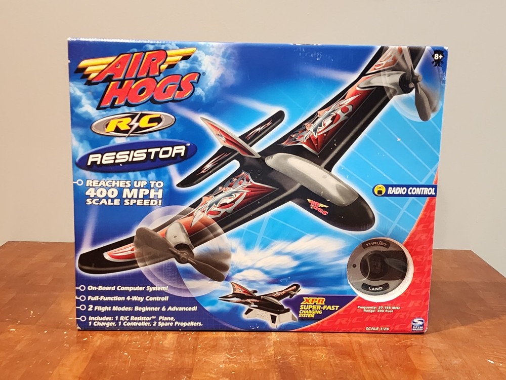 Air Hogs Radio Control Resistor Plane 1:24 Scale Fast Charging Black