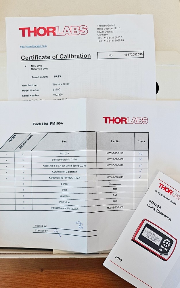 Thorlab analog handheld laser power meter PM100A