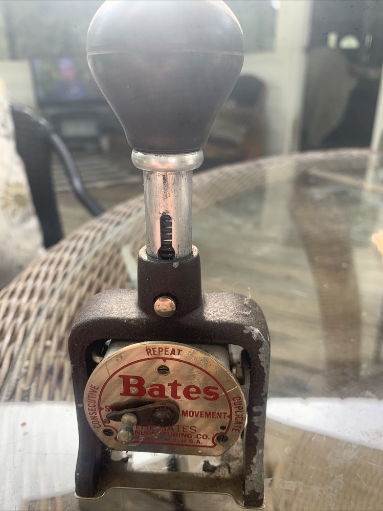 BATES NUMBERING MACHINE- VINTAGE 6 WHEELS STYLE E  SETTINGS