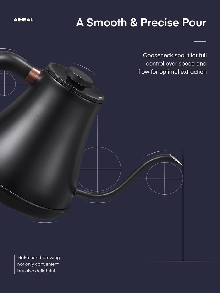 Electric Gooseneck Kettle Temperature Control Pour Over Electric Kettle Coffee &