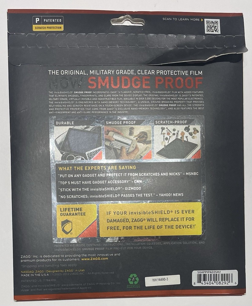 ZAGG Invisible Shield Scratch Protection Apple iPad 2nd 3rd 4th Generation